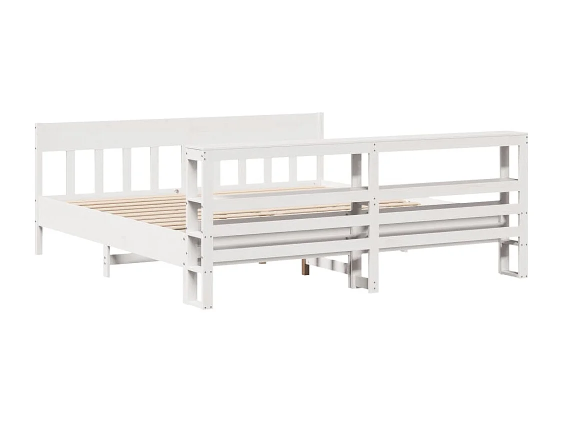 Cama sem colchão 180x200 cm madeira de pinho maciça branco