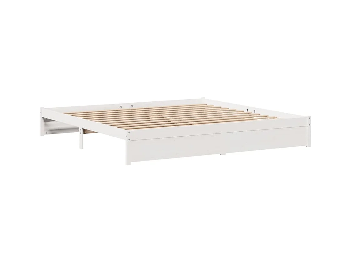 Cadre de lit sans matelas blanc 200x200 cm bois massif de pin