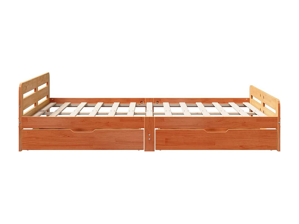 Cama sin colchón madera maciza pino marrón cera 150x200 cm