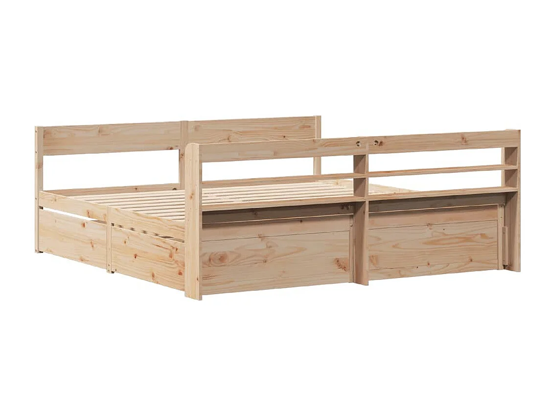 Estructura de cama sin colchón madera maciza de pino 200x200 cm