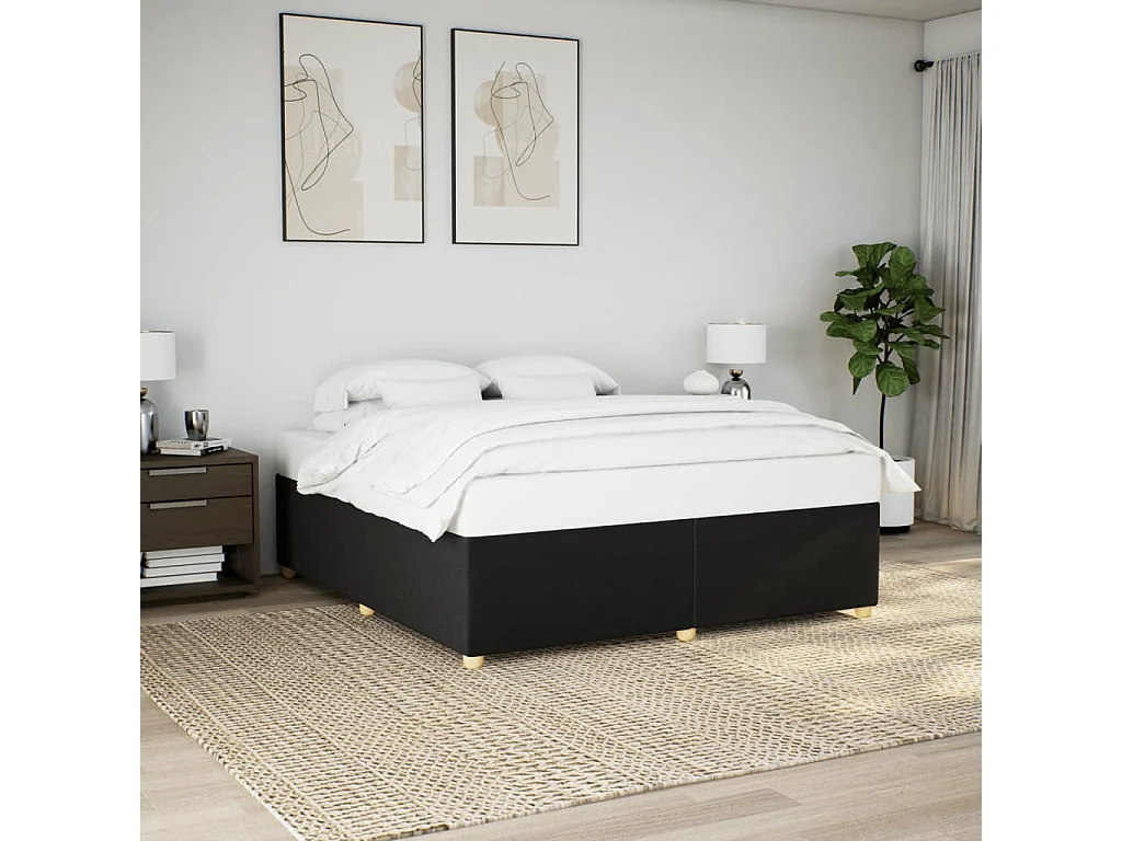 Estrutura de cama sem colchão 200x200 cm tecido preto