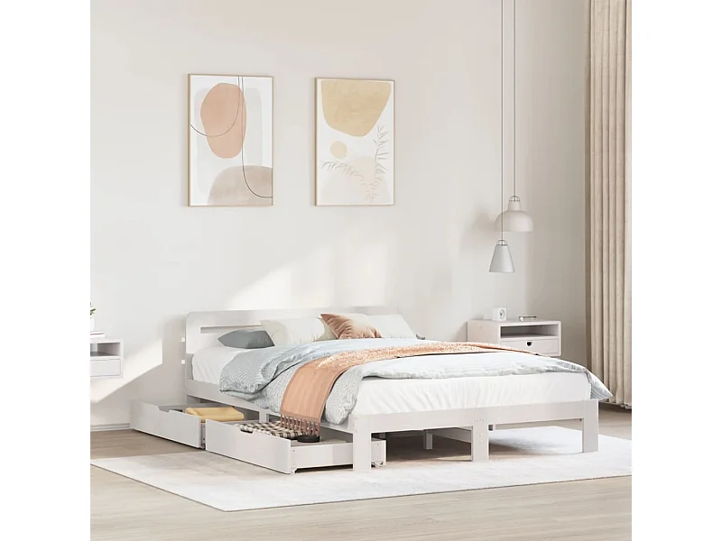 Estructura de cama sin colchón madera de pino blanca 150x200 cm