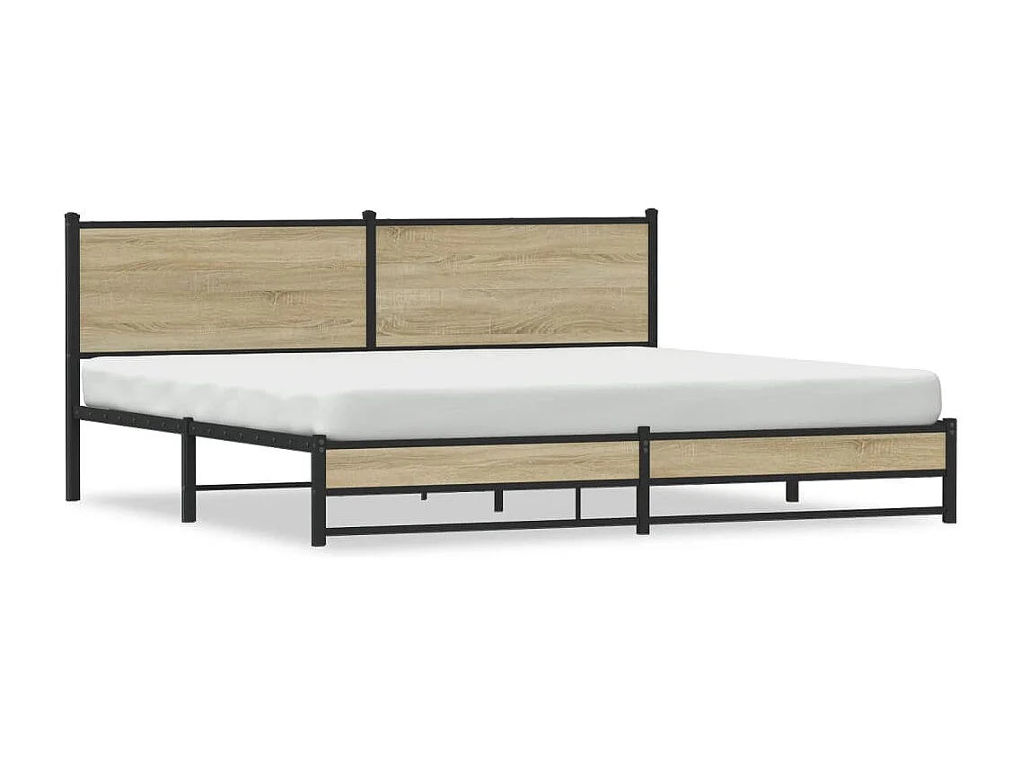 Estructura de cama sin colchón metal roble Sonoma 193x203 cm