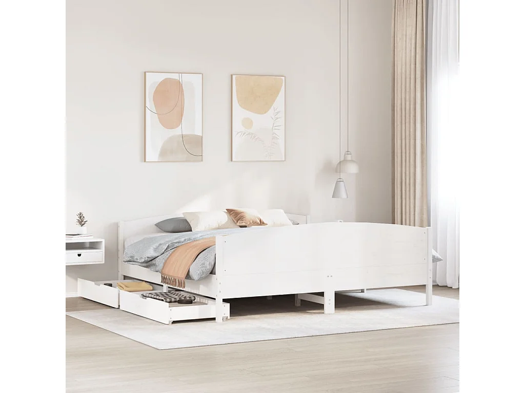 Estructura de cama sin colchón madera maciza blanca 200x200 cm