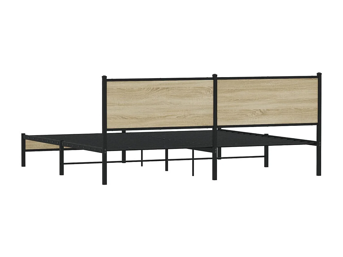 Estrutura de cama sem colchão 193x203cm metal carvalho sonoma