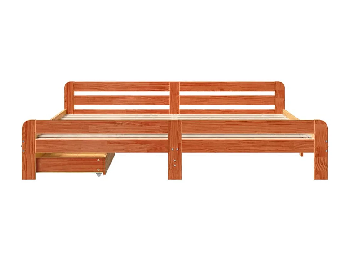 Cama sin colchón madera maciza de pino marrón cera 180x200 cm