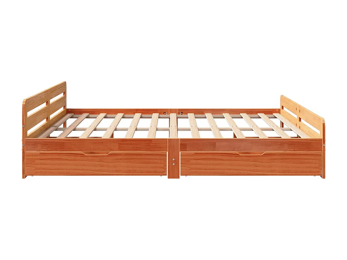 Cama sin colchón madera maciza de pino marrón cera 180x200 cm