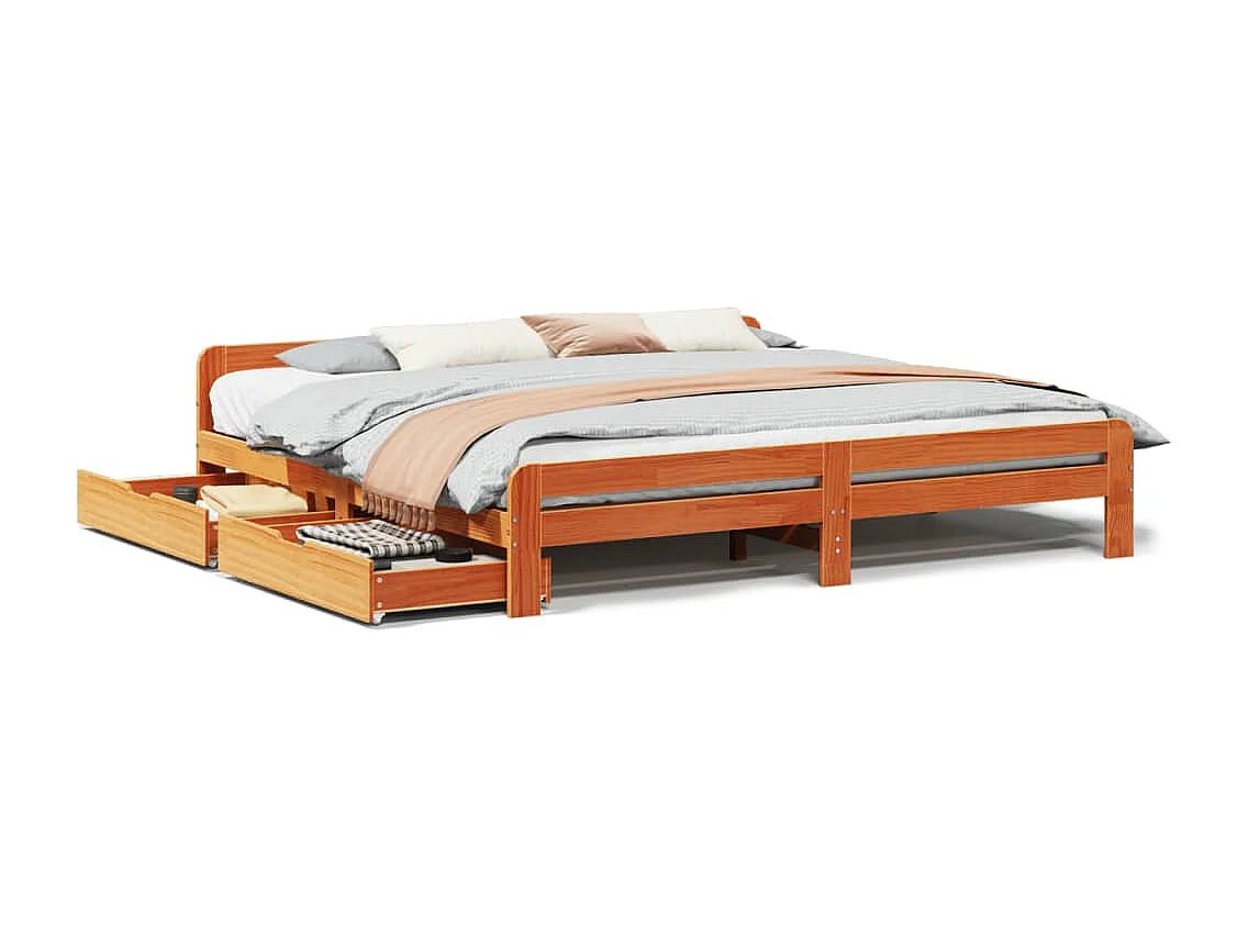 Cama sem colchão 180x200 cm pinho maciço castanho-mel