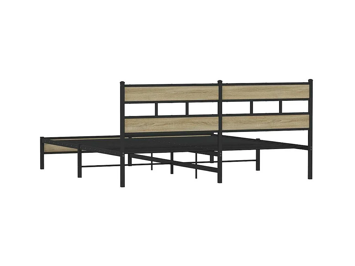 Cadre de lit en métal sans matelas chêne sonoma 193x203 cm