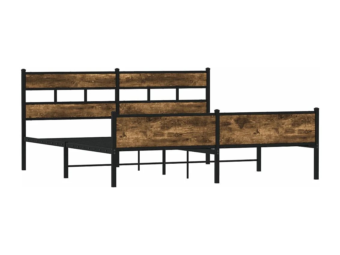 Cadre de lit en métal sans matelas chêne fumé 180x200 cm