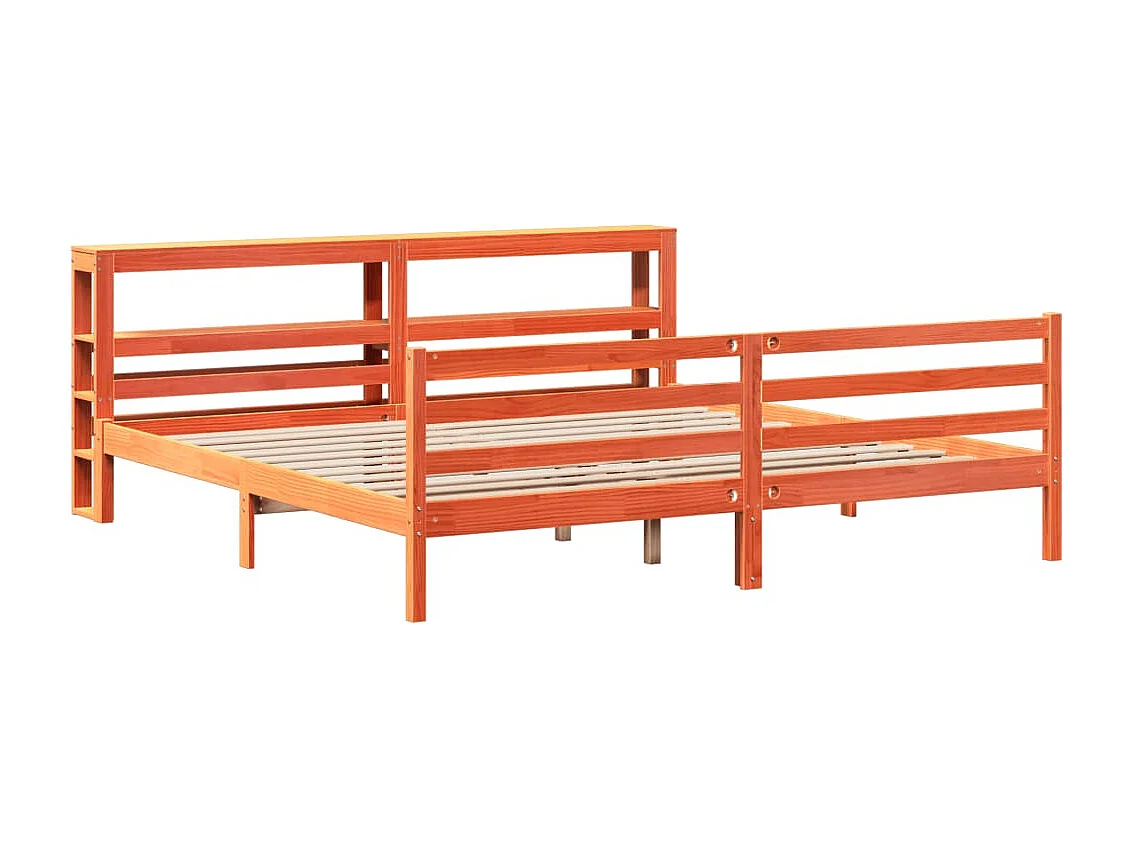 Cadre de lit sans matelas cire marron 180x200cm bois pin massif