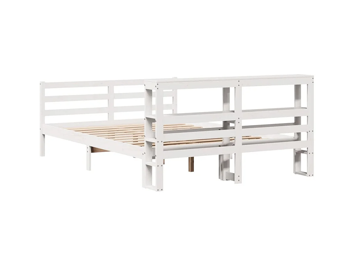 Cadre de lit sans matelas blanc 150x200 cm bois de pin massif