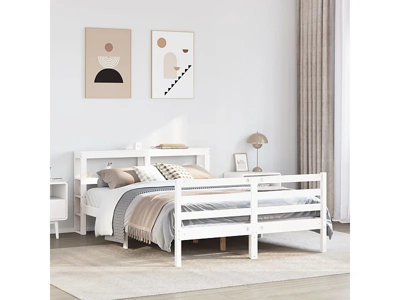 Cadre de lit sans matelas blanc 150x200 cm bois de pin massif