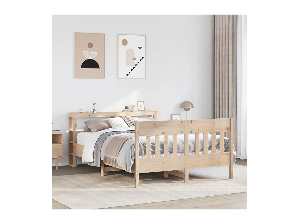 Estructura de cama sin colchón madera de pino maciza 120x200 cm