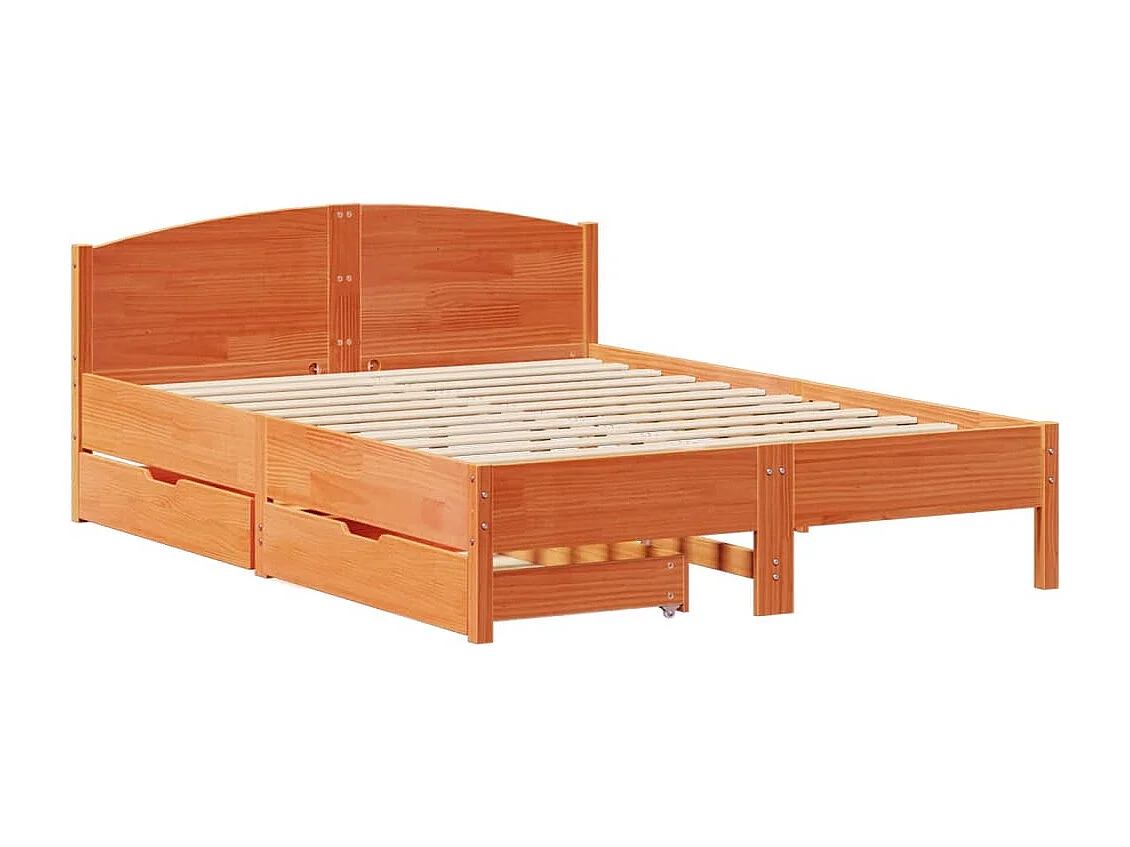 Cama sin colchón madera maciza de pino marrón cera 120x200 cm