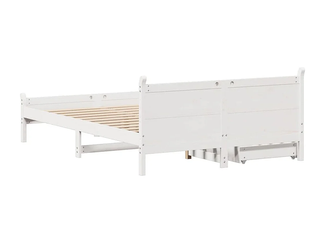 Cama sem colchão 135x190 cm madeira de pinho maciça branco