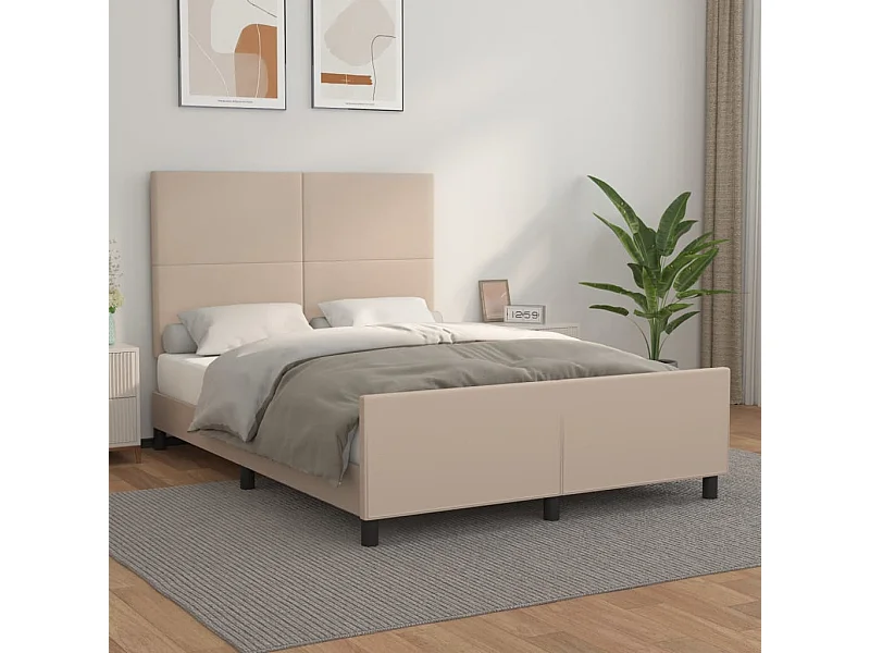 Estructura de cama cabecero cuero sintético capuchino 140x190cm