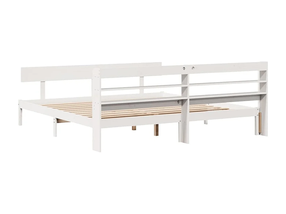 Cadre de lit sans matelas blanc 200x200 cm bois massif de pin