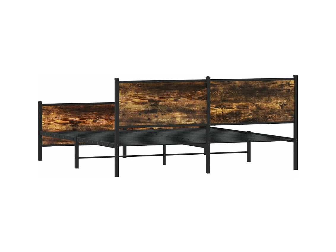 Estructura de cama sin colchón metal roble ahumado 180x200 cm