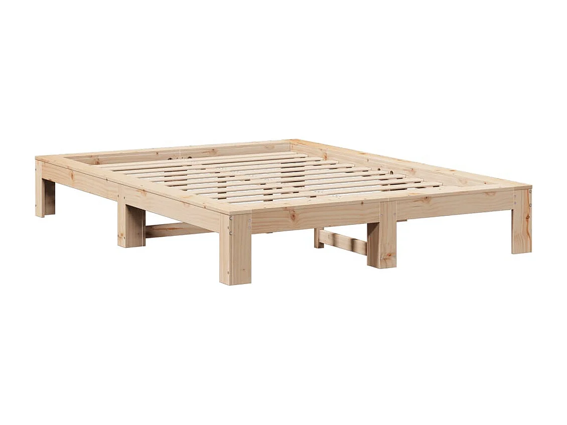 Estructura de cama sin colchón madera maciza de pino 140x190 cm