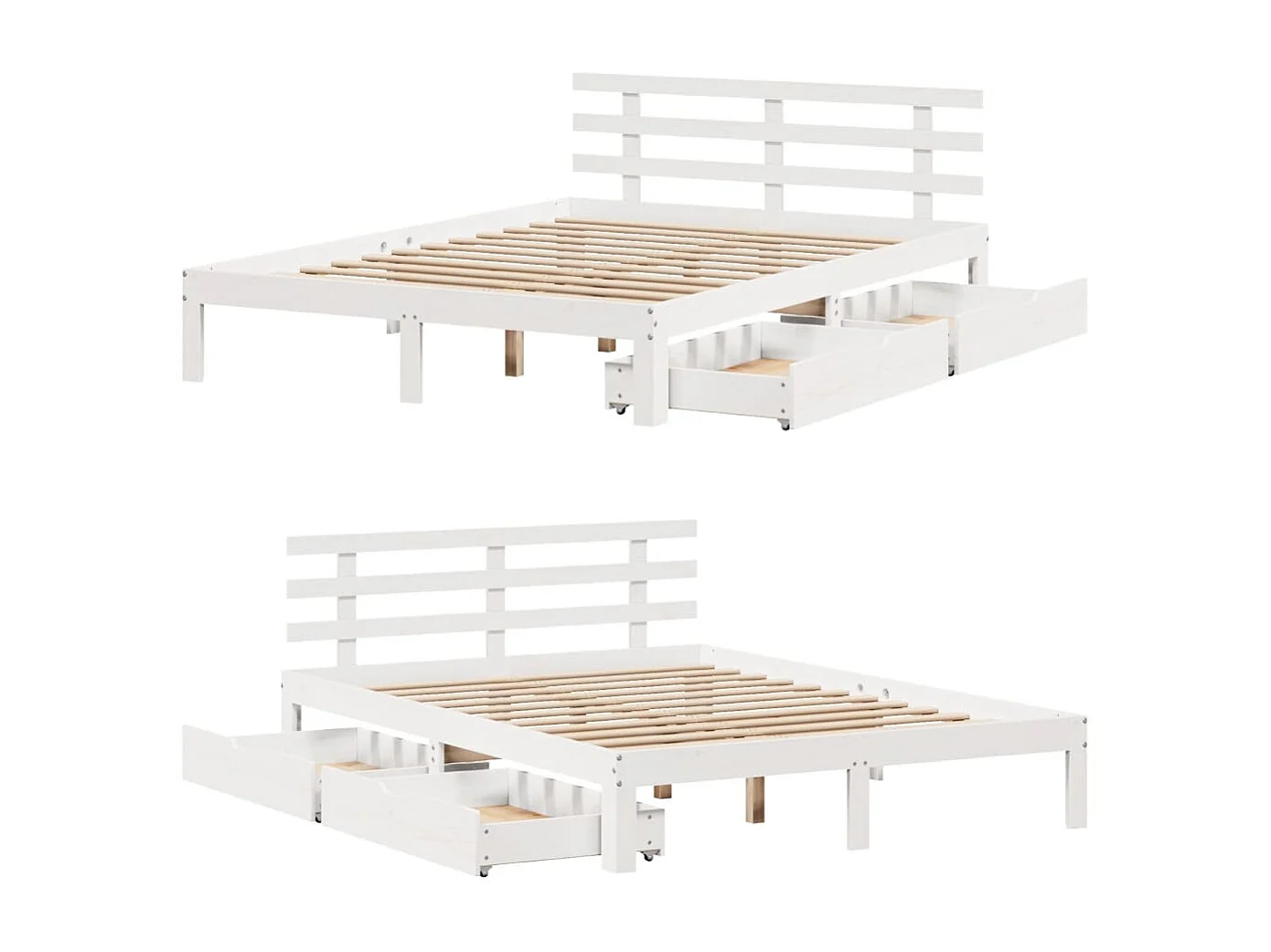 Estrutura de cama com gavetas 120x190 cm pinho maciço branco
