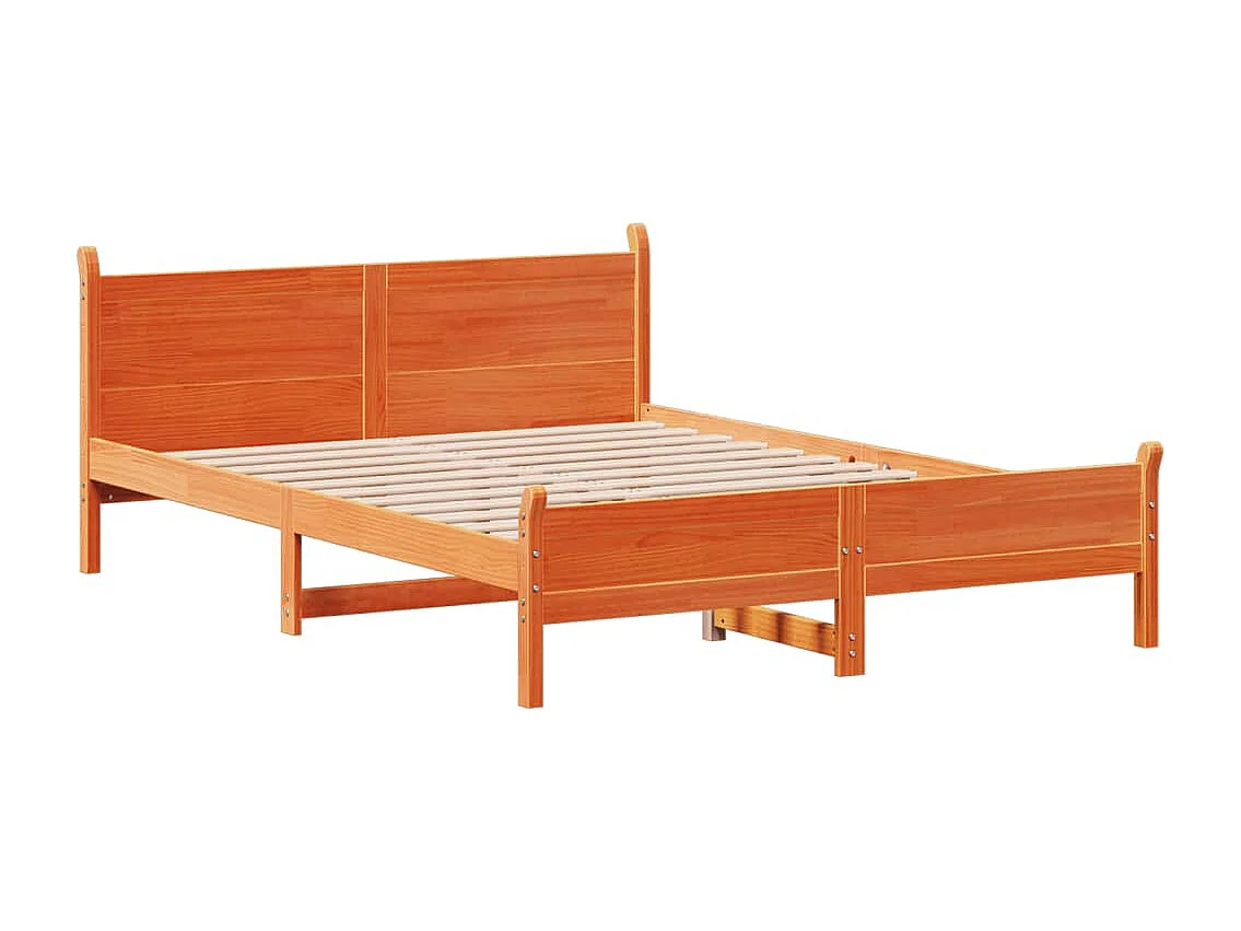 Cama sin colchón madera maciza de pino marrón cera 160x200 cm