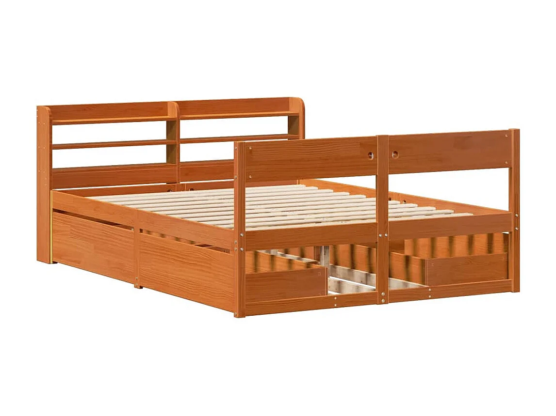 Cama sem colchão 120x200 cm madeira pinho maciça castanho-mel