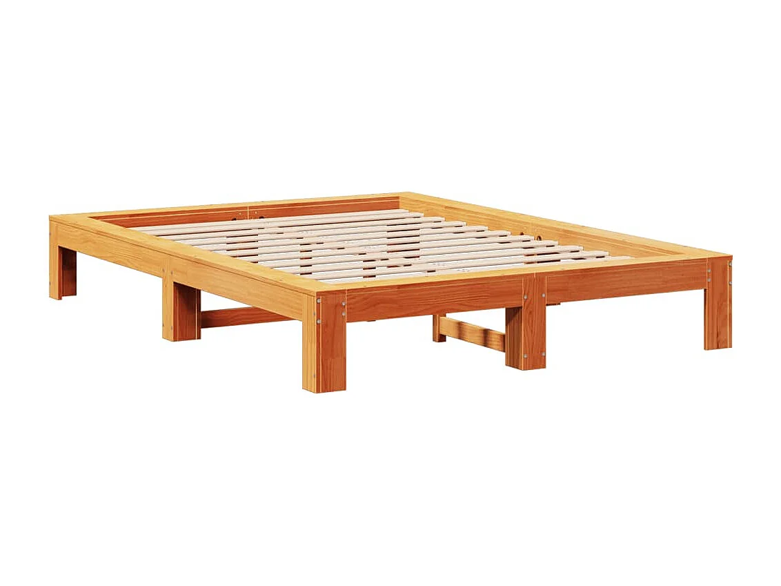 Cama sem colchão 140x190 cm pinho maciço castanho-mel