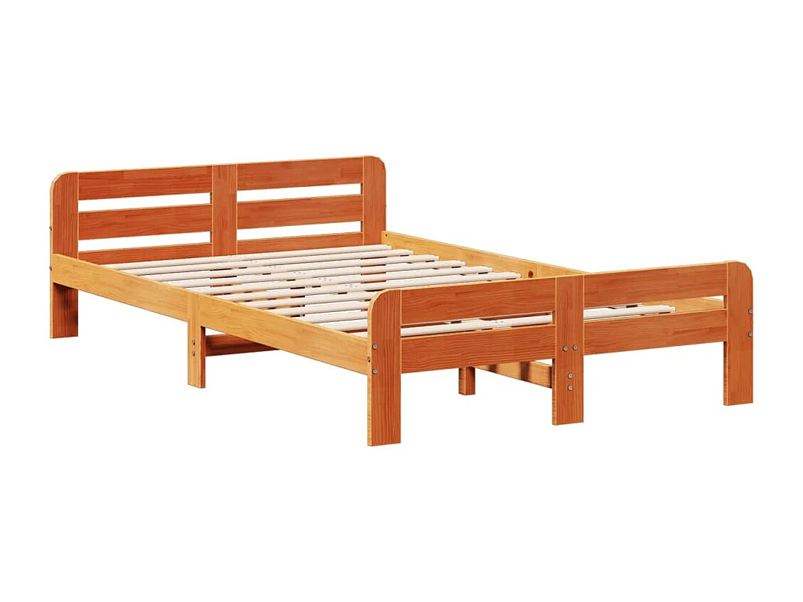 Cama sem colchão 135x190 cm madeira pinho maciça castanho-mel