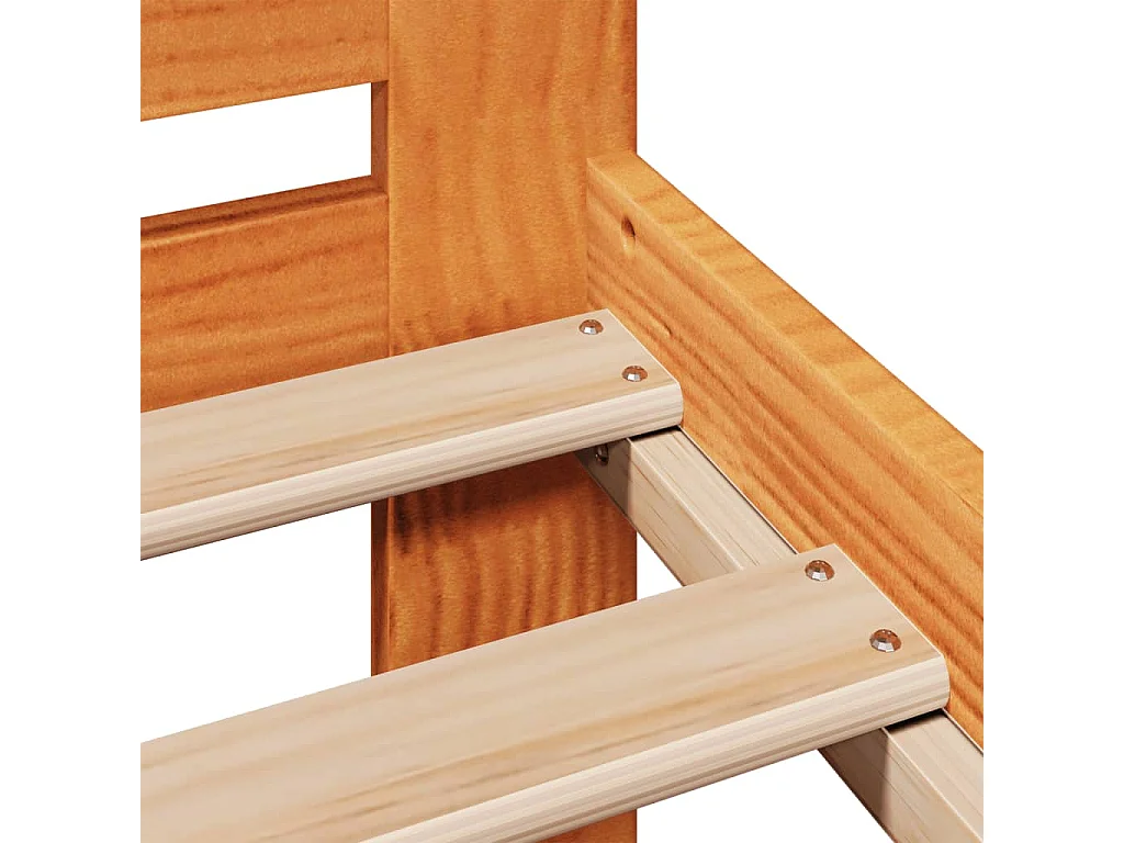 Cadre de lit sans matelas cire marron 135x190cm bois pin massif