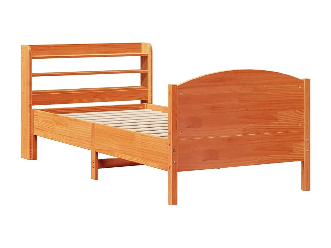 Cama sem colchão 90x190 cm madeira de pinho maciça castanho-mel