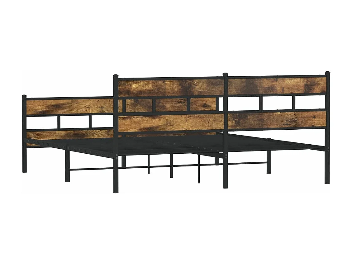 Estructura de cama sin colchón metal roble ahumado 200x200 cm