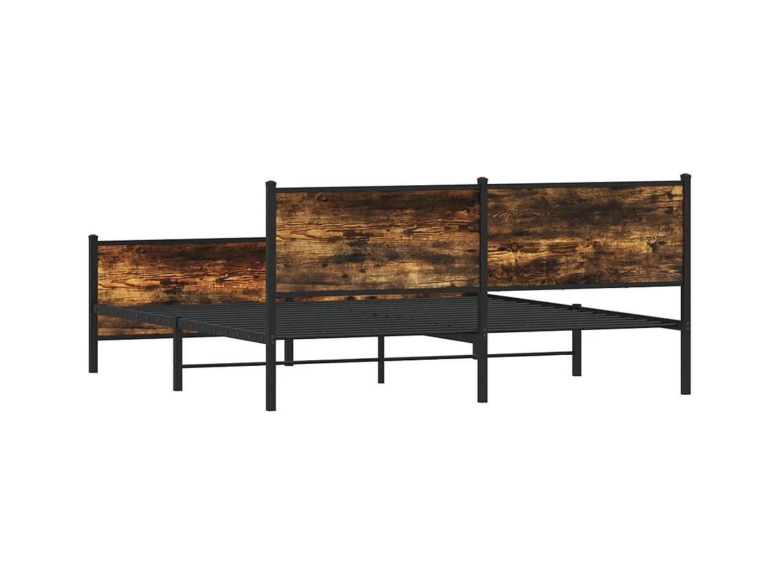 Estructura de cama sin colchón metal roble ahumado 193x203 cm