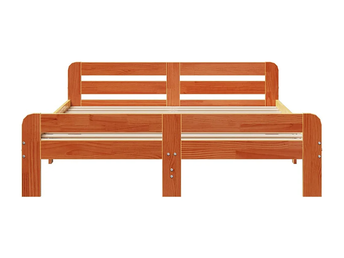 Cadre de lit sans matelas cire marron 150x200cm bois pin massif