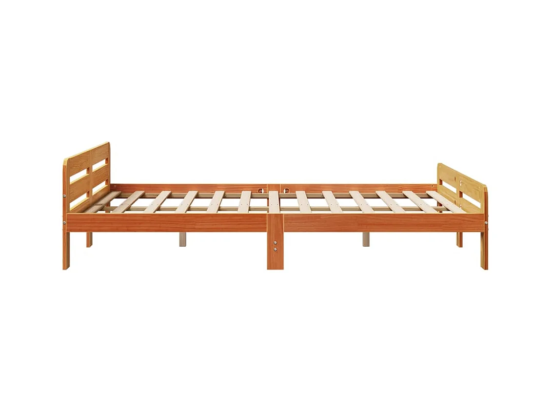 Cama sem colchão 150x200 cm madeira pinho maciça castanho-mel