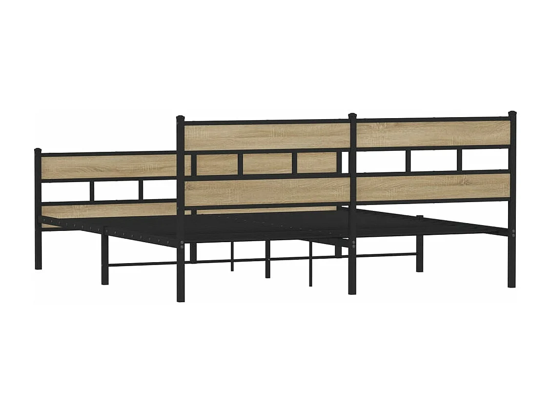 Cadre de lit en métal sans matelas chêne sonoma 180x200 cm