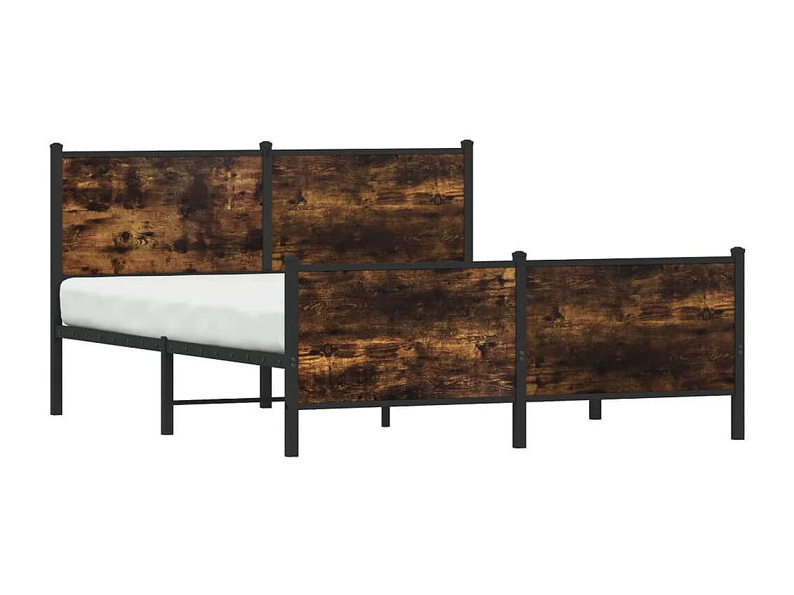 Cadre de lit en métal sans matelas chêne fumé 140x200 cm