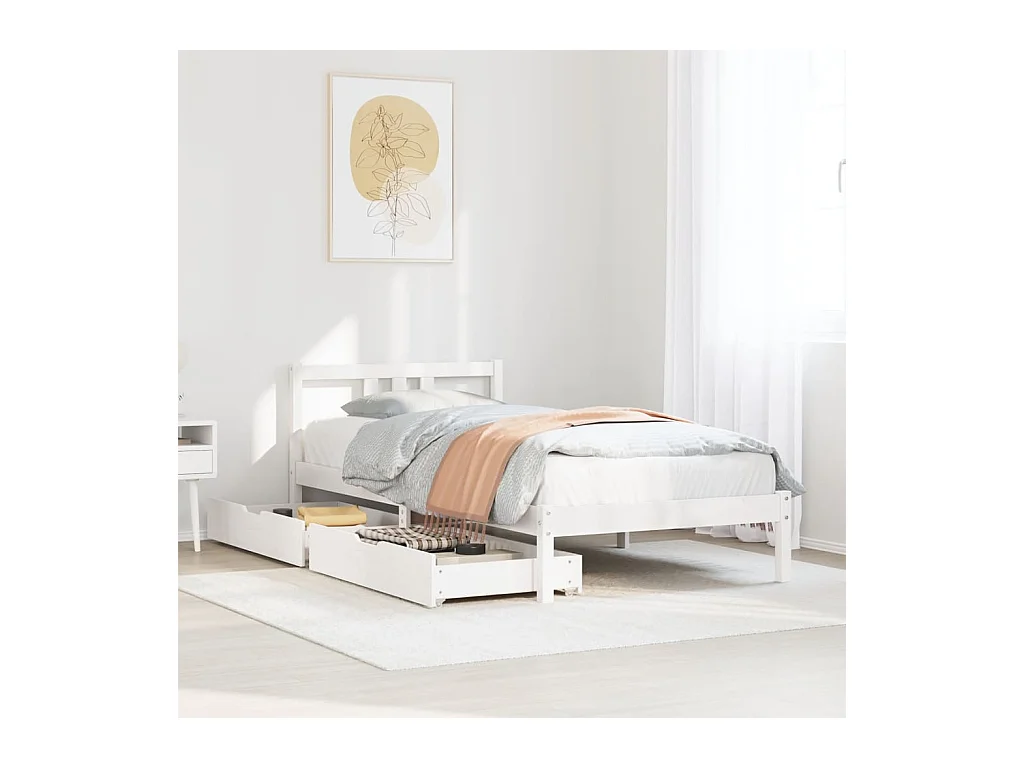 Cama sem colchão 90x200 cm madeira de pinho maciça branco