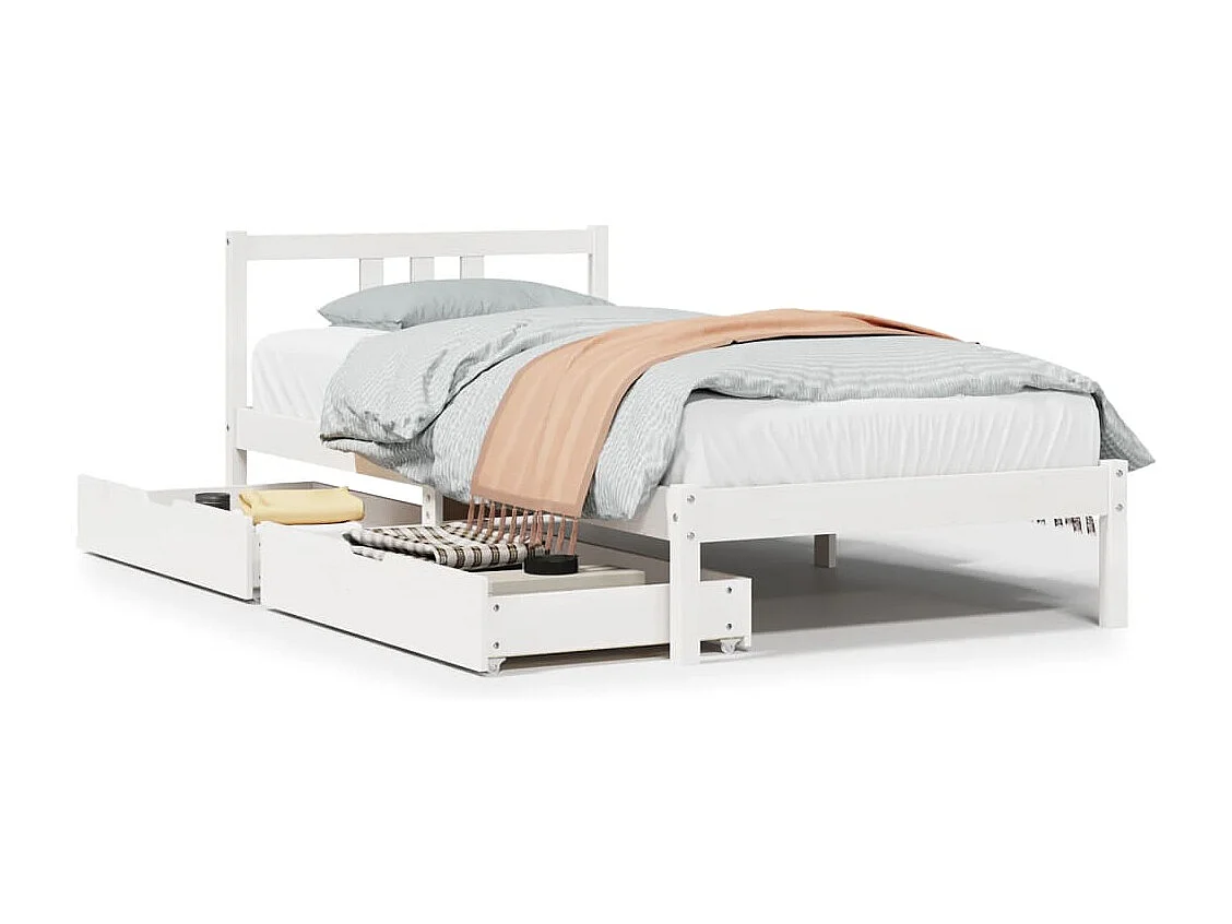 Estructura de cama sin colchón madera de pino blanca 90x200 cm