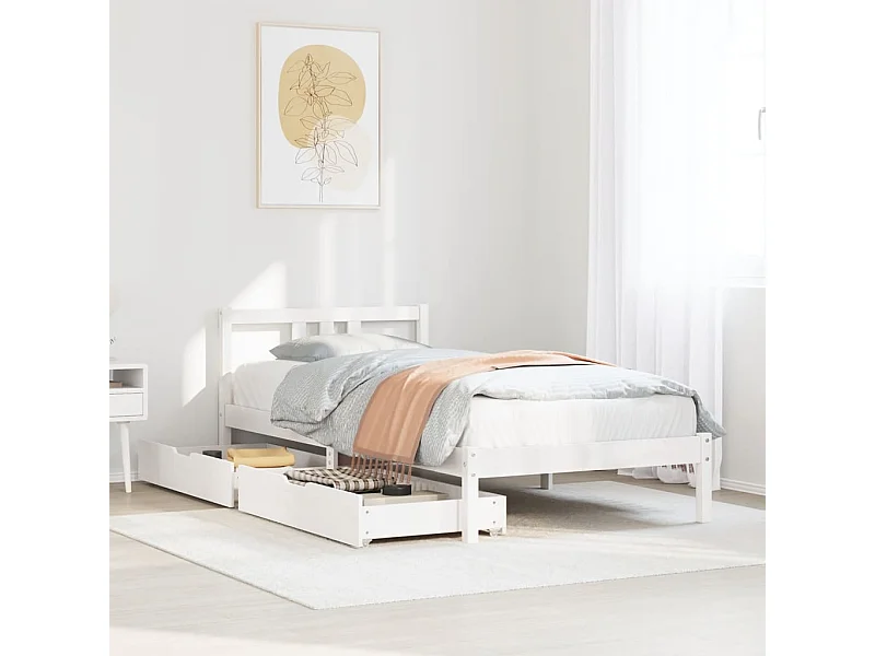 Estructura de cama sin colchón madera de pino blanca 90x200 cm