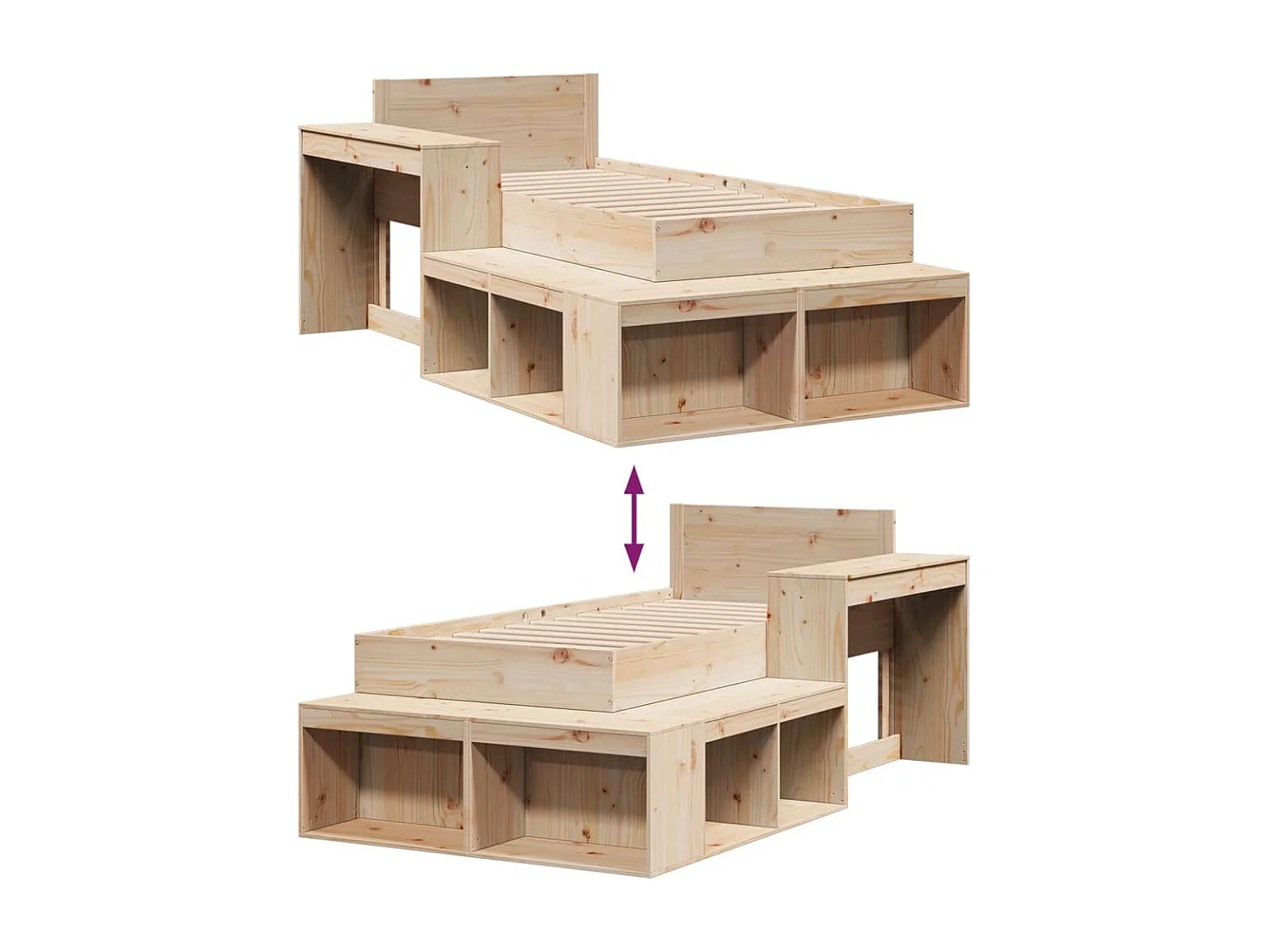 Cadre de lit sans matelas 80x200 cm bois massif de pin