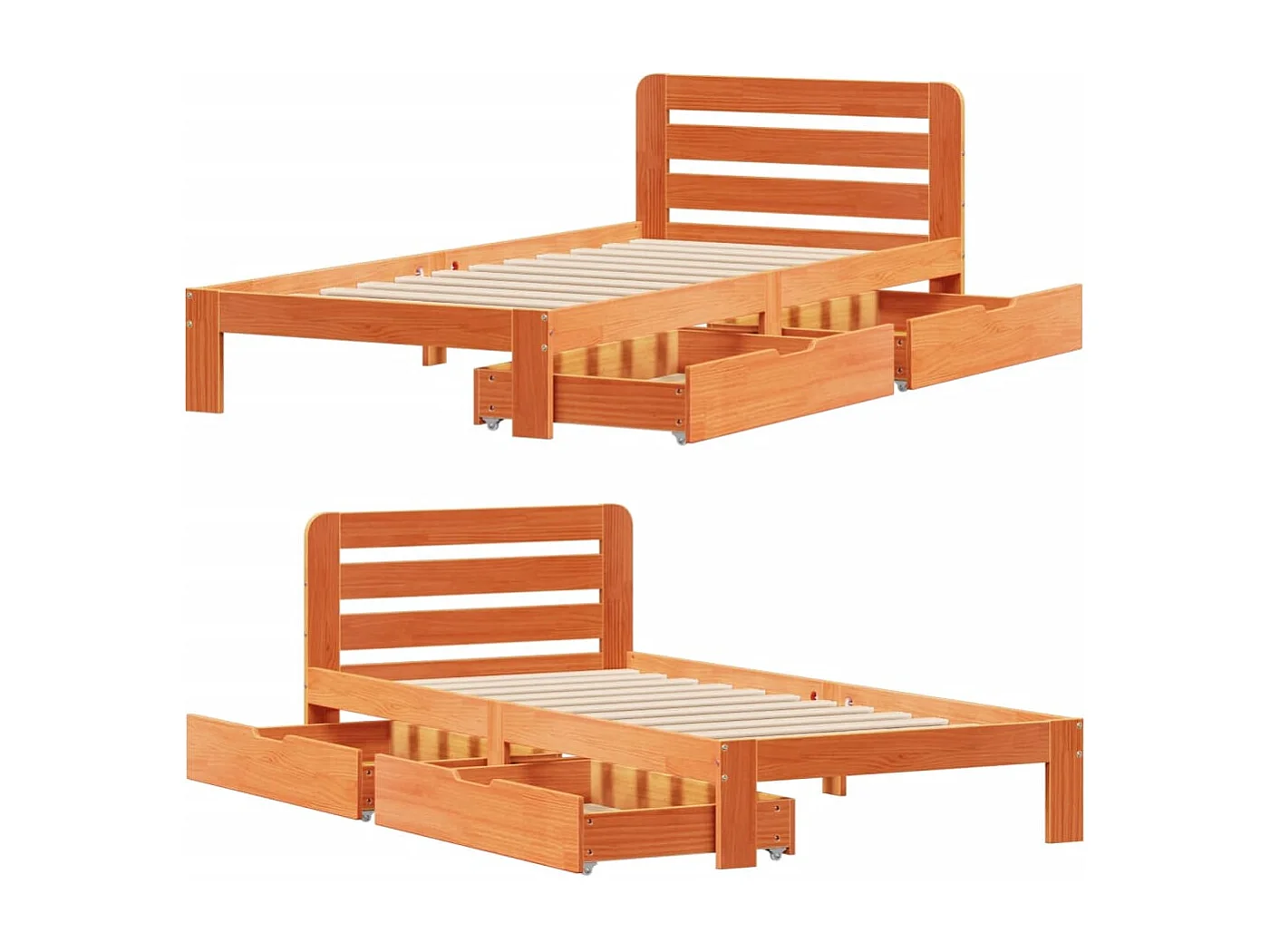 Estructura de cama sin colchón madera maciza marrón 75x190 cm