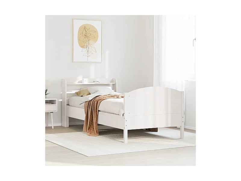 Cadre de lit sans matelas blanc 75x190 cm bois de pin massif