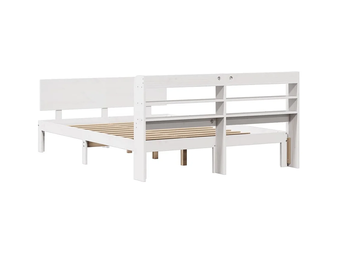 Cadre de lit avec tête de lit blanc 140x200 cm bois pin massif