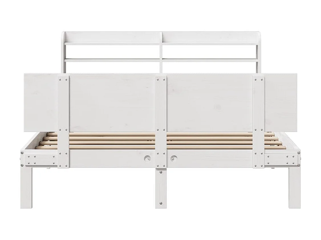 Estructura de cama con cabecero madera pino blanco 140x200 cm