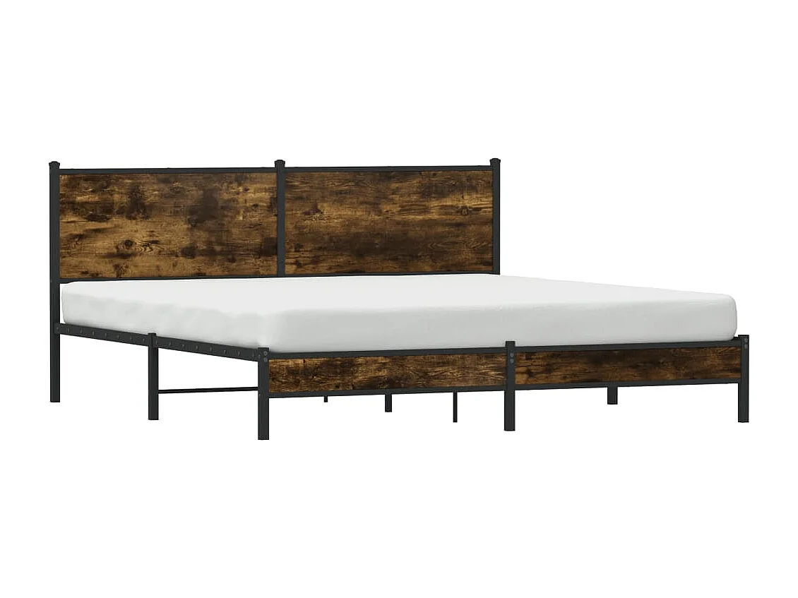 Cadre de lit en métal sans matelas chêne fumé 183x213 cm