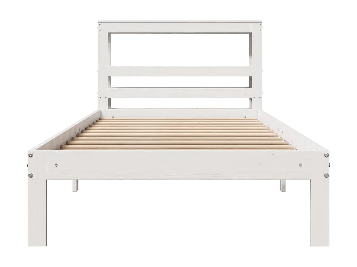 Estrutura de cama com cabeceira 90x200 cm pinho maciço branco