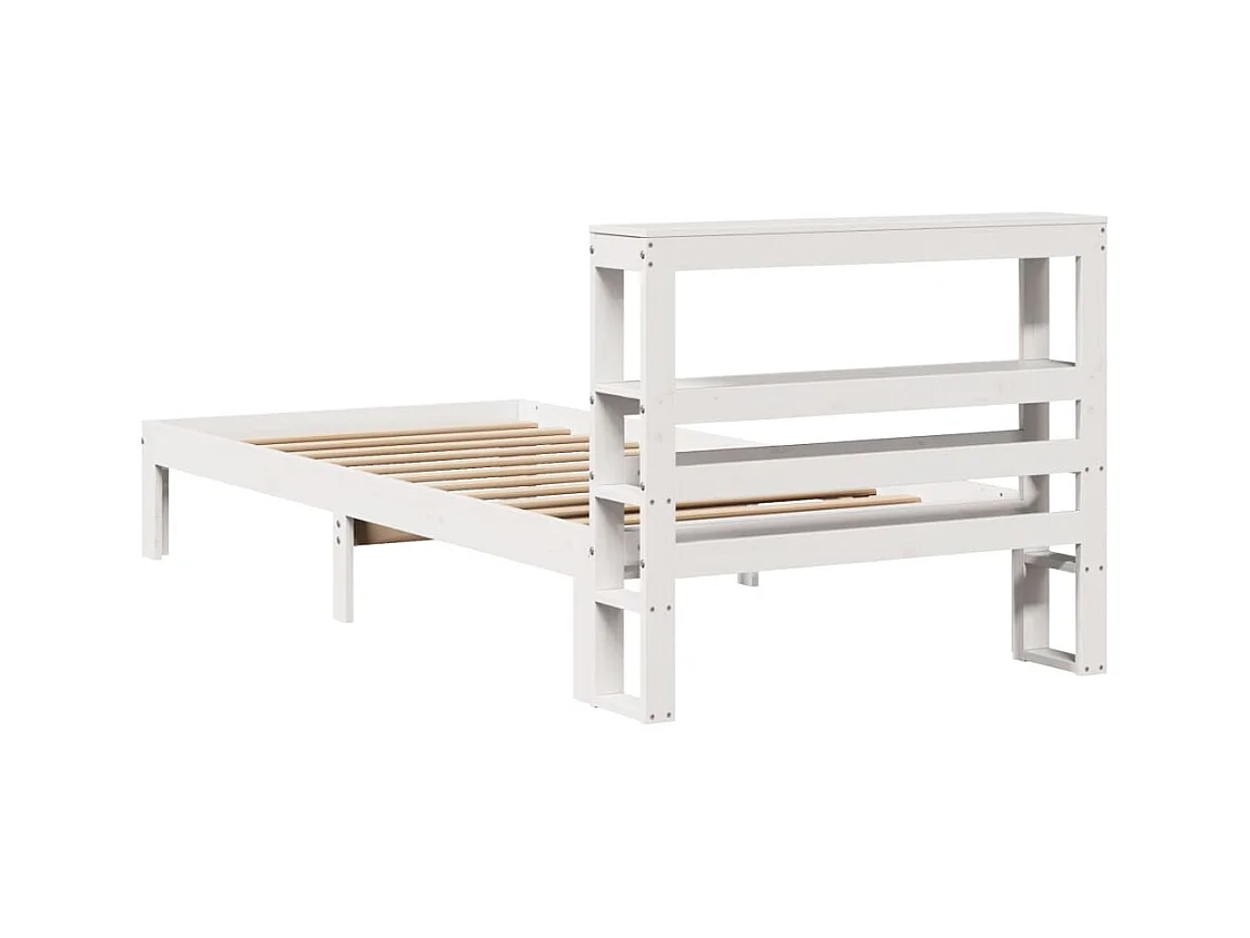 Estrutura de cama com cabeceira 90x200 cm pinho maciço branco