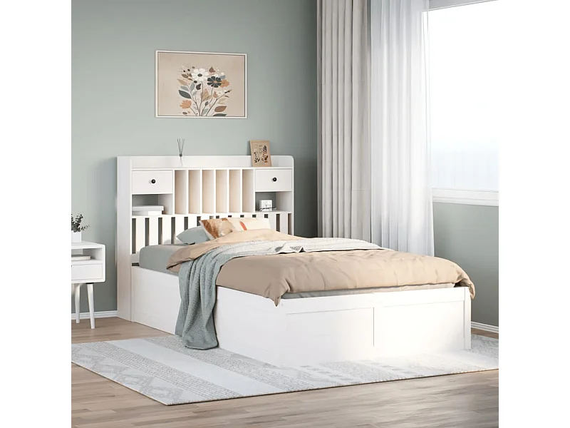 Estructura de cama sin colchón madera de pino blanco 135x190 cm