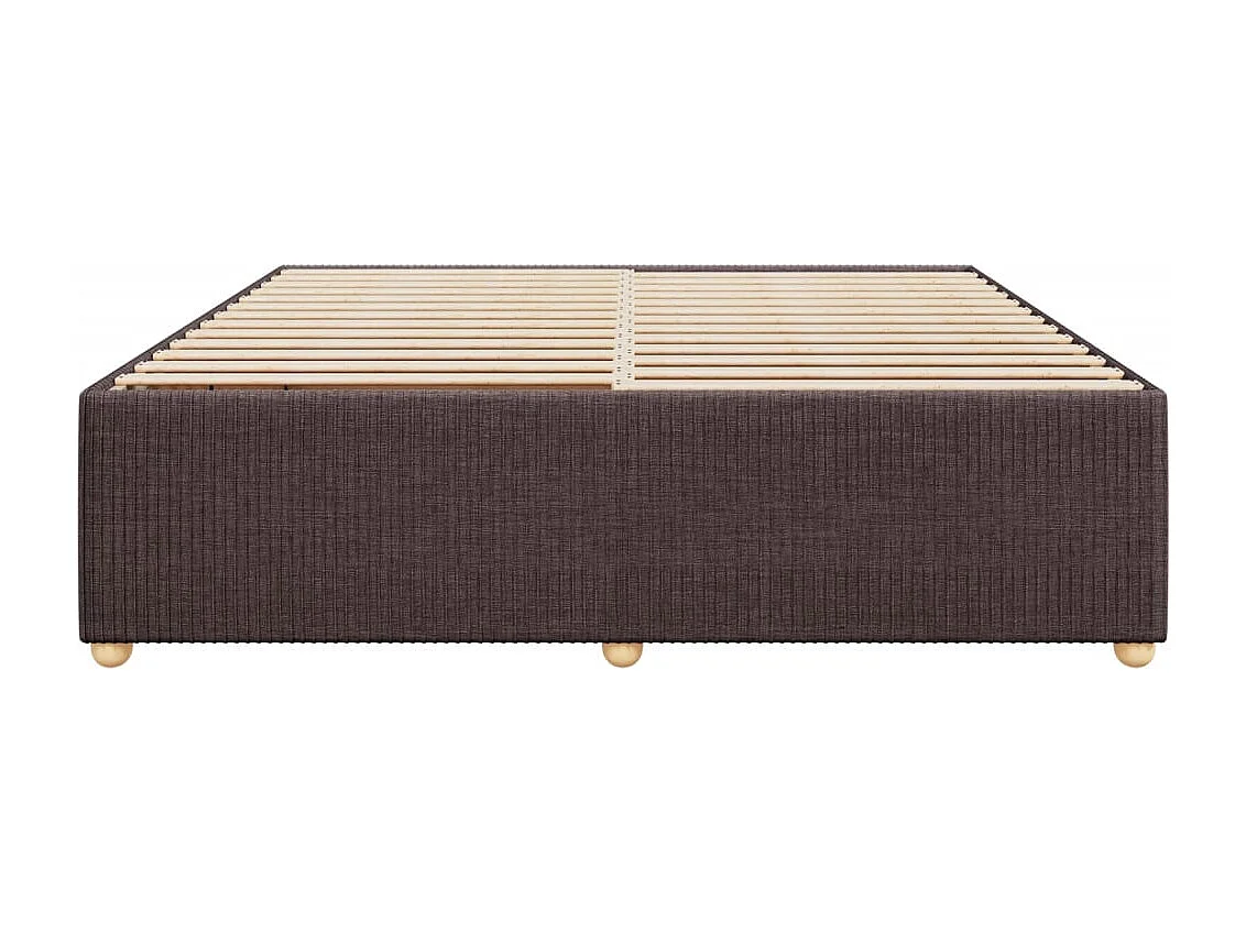 Estrutura de cama sem colchão 200x200 cm tecido castanho-escuro